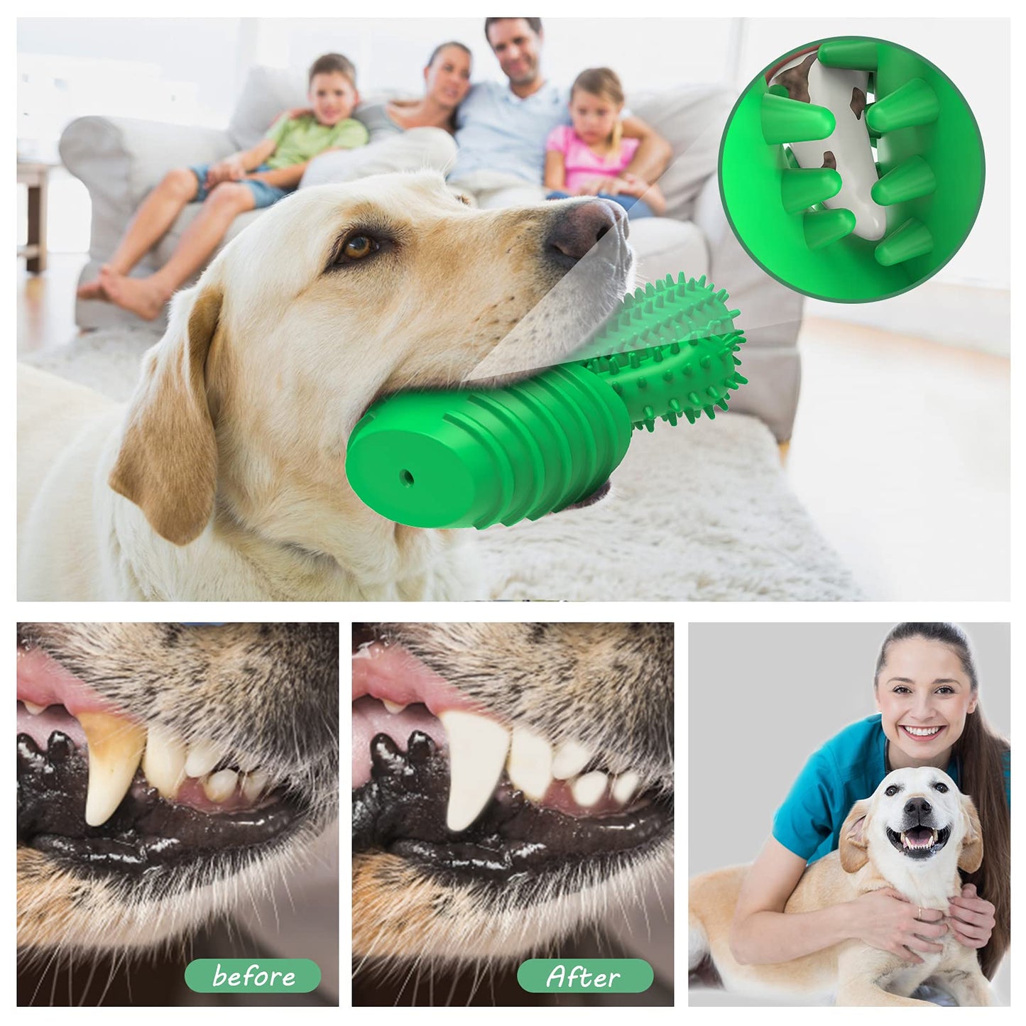 Pamlulu Dog Chew Toys Dog Toothbrush Stick Teeth Cleaning Brush Chew