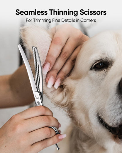 ULG Curved Thinning Dog Shears for Grooming, Curved Thinning