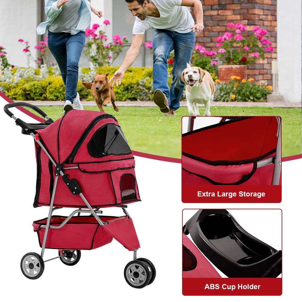 BestPet 3 Wheels Pet Dog Stroller Cat Cage