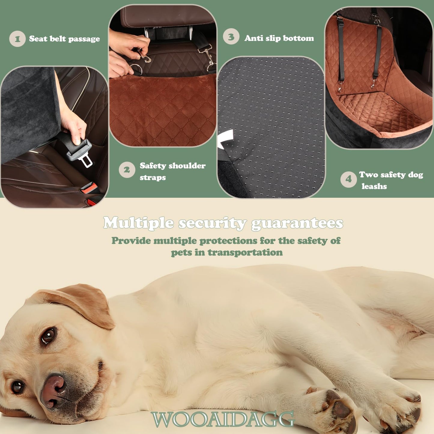 WOOAIDAGG Dog Car Seat for Medium Sized Dog,Pet Travel Car Bed Seat