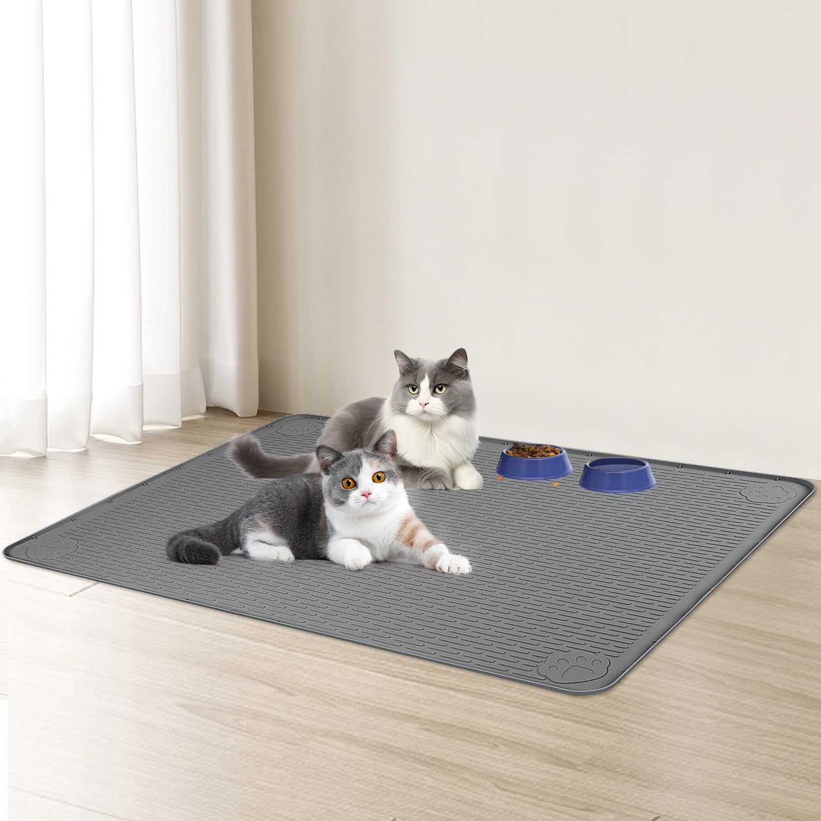 Bartuke Cat Food Mat, 40" x 28" Cat Litter Mat Extra Large Mat