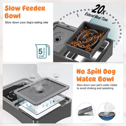 Decflow 3-in-1 Elevated Dog Bowls, 4 Height Adjustable Raised Bowl