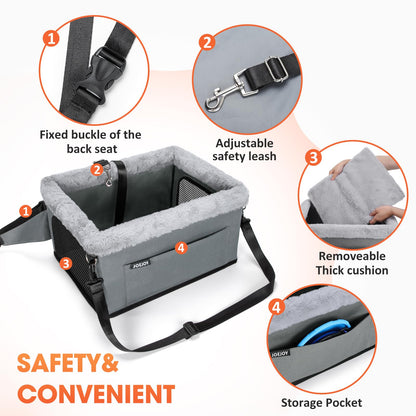 JOEJOY Deluxe Dog Booster Seat with Sturdy Metal Frame and Safety Seat