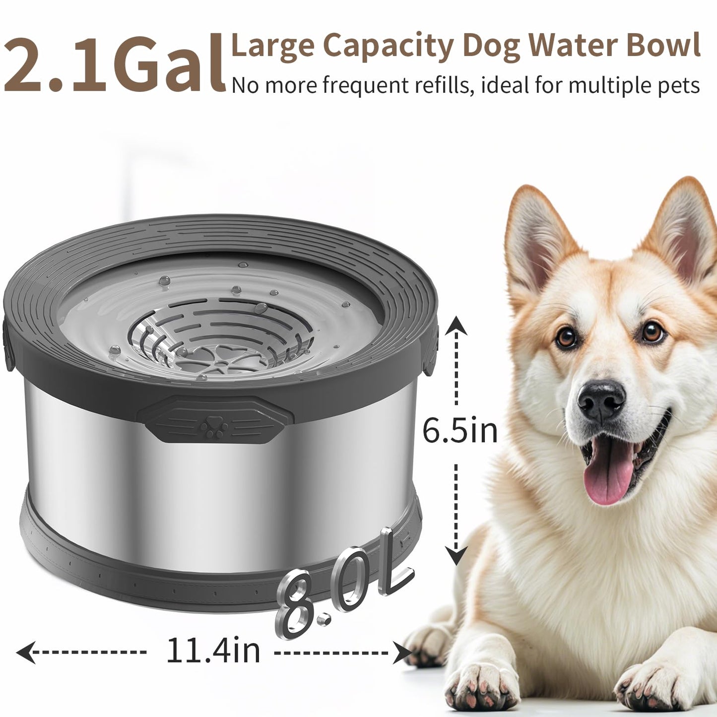 Dog Water Bowl No Spill Stainless Steel Water Bowl