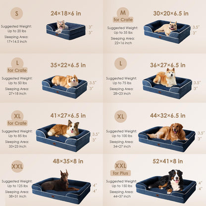 EHEYCIGA Egg-Crate Memory Foam Dog Bed, Waterproof, Large Capacity Bed