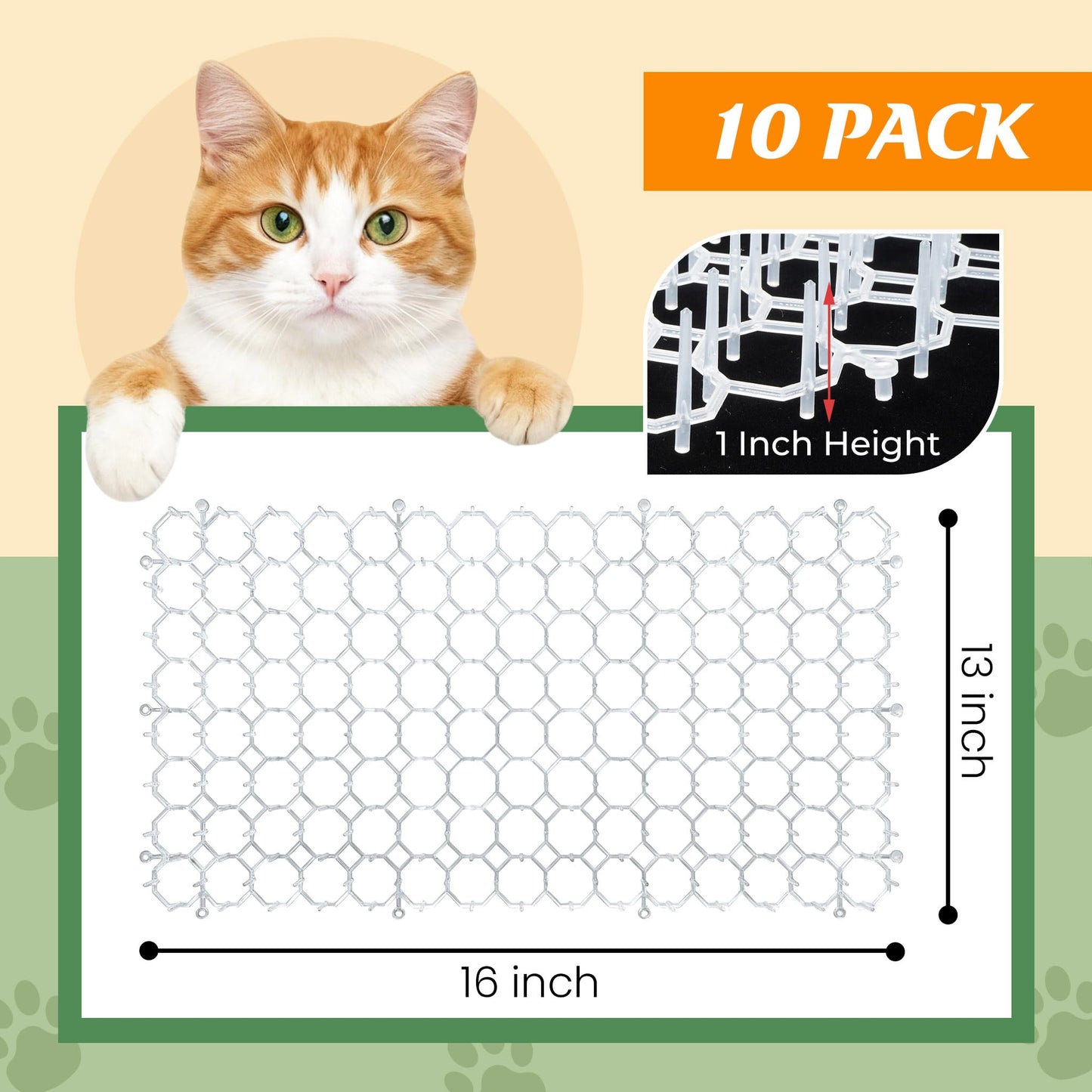 OCEANPAX Clear Scat Mat for Cats 10 Pack Transparent Cat Deterrent Mat