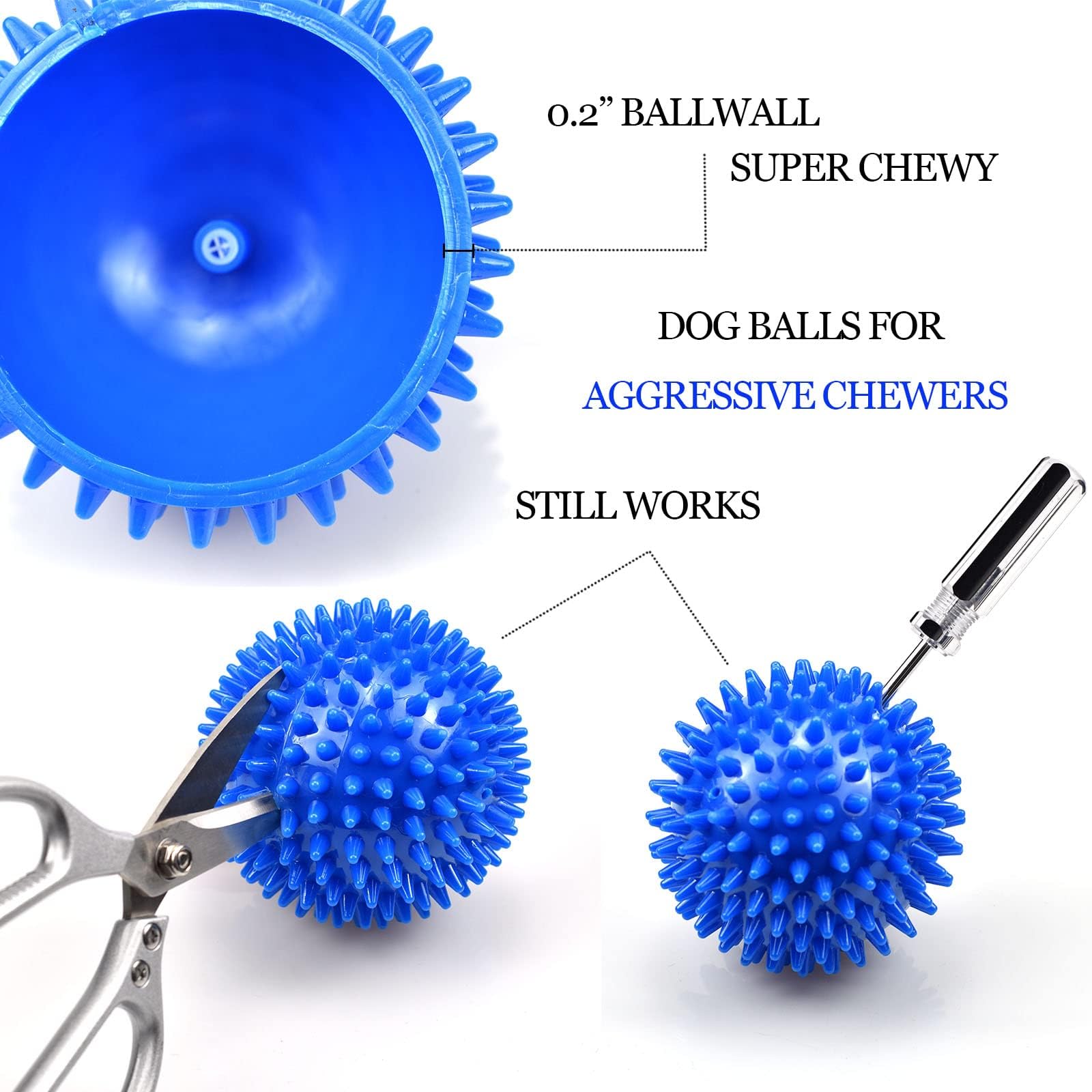 Ousiya Dog Balls 4.5” Squeaky Dog Toys Spikey Ball for Balls