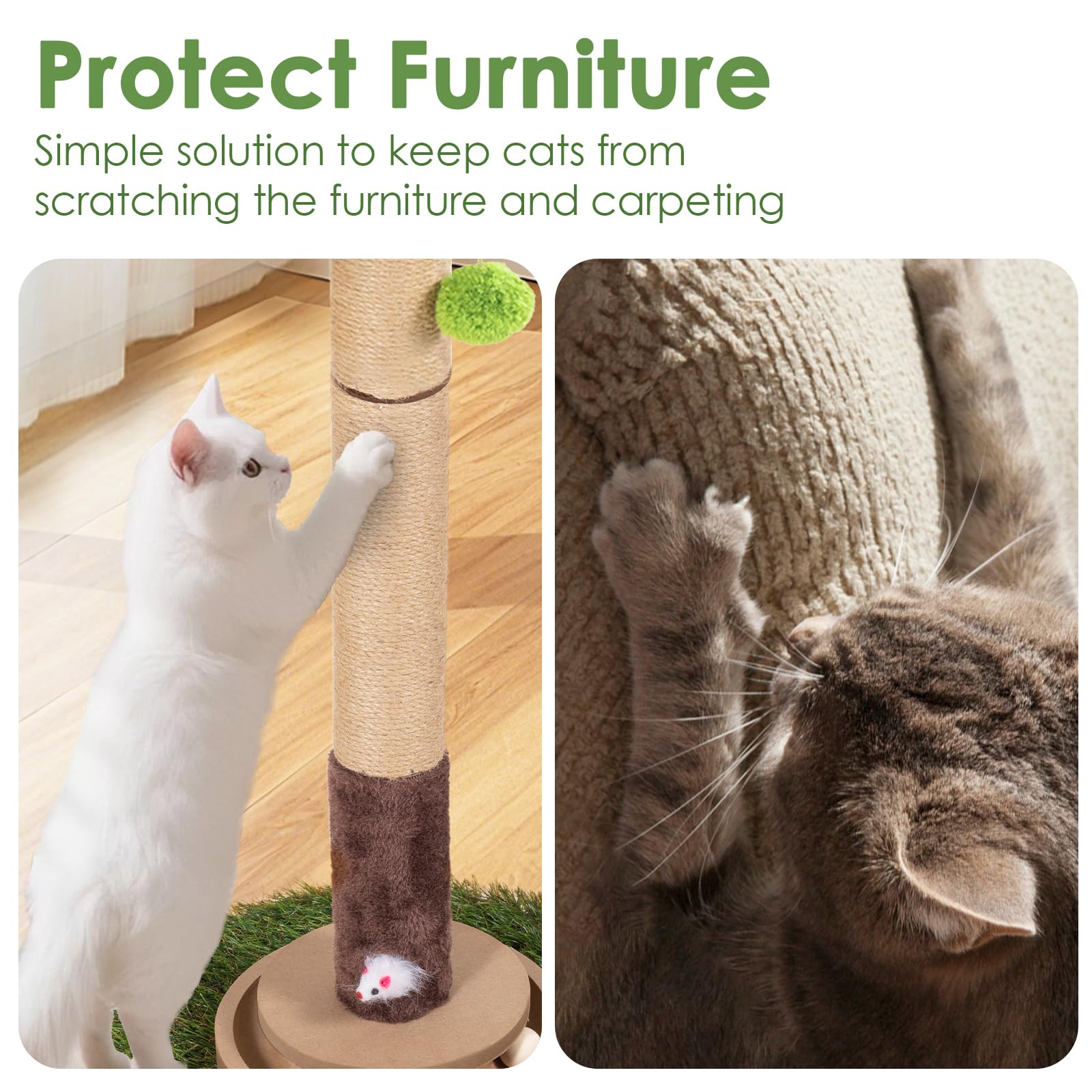 Cat Scratching Post, Tall Cat Scratcher Cat Tree Tower with Ball