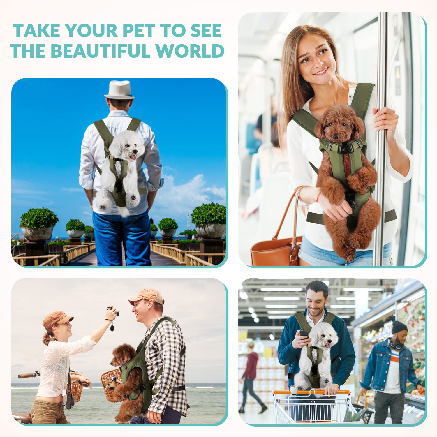 Lukovee Dog Backpack Carrier, Legs Out Easy-fit Dog Front Carrier