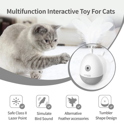 PETGEEK Interactive Cat Laser Pointer Toy with Bird Squeaky, Wand