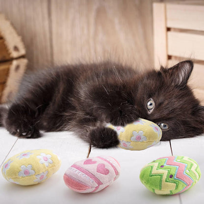 Jocomoni 6pcs Easter Catnip Toy，Indoor Easter Egg Shaped Cat Catnip