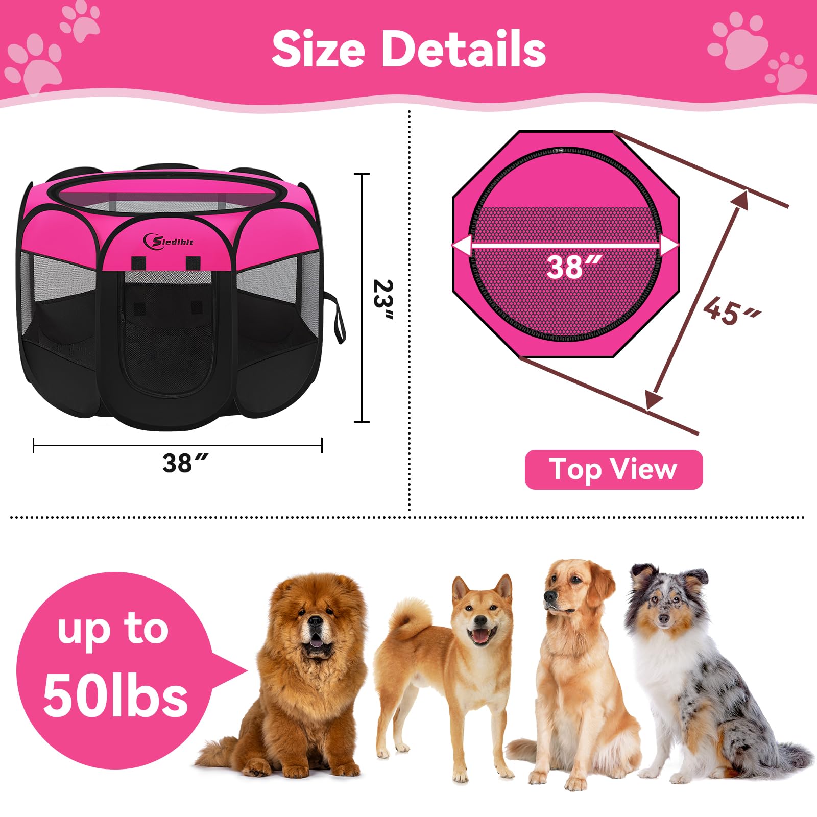 Siedihit Dog Cat Playpen, Large Puppy Pet Playpen, Dog Crate Tent Cage