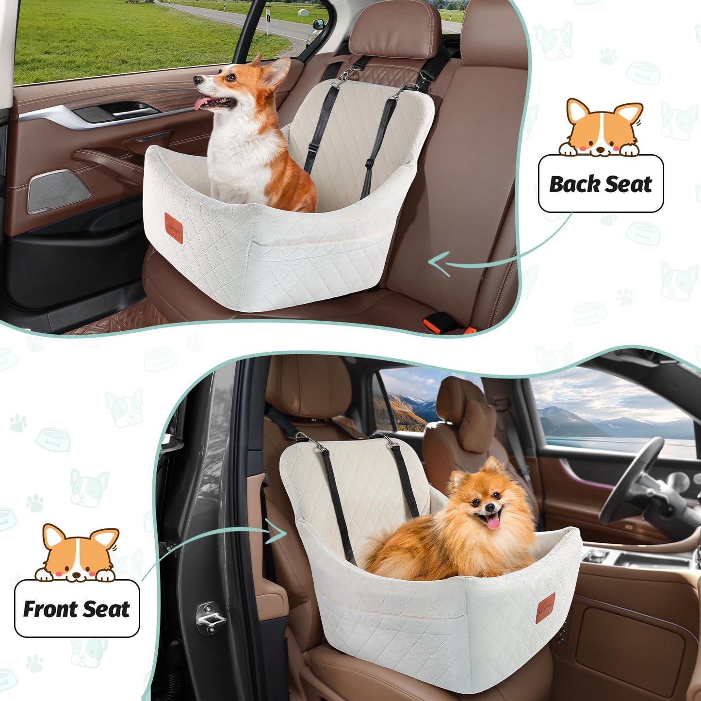 Lealchum Dog Car Seat for Medium Dogs Up to ,Easy to Install Seat