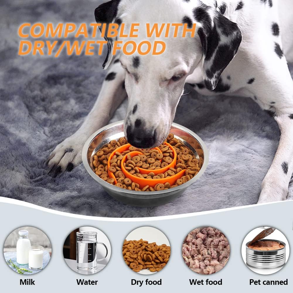 Slow Feeder Dog Bowls Insert, Animire Soft Silicone Slow Eating Bowl
