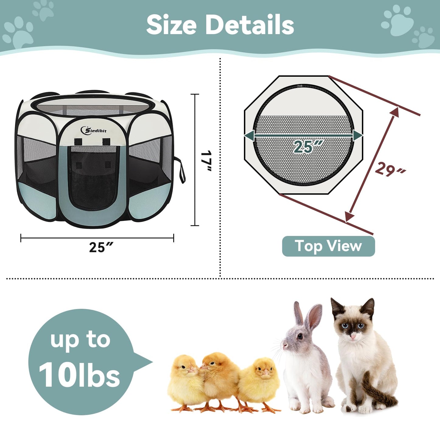 Siedihit Dog Cat Playpen, Puppy Pet Playpen Indoor for Small Dog Crate