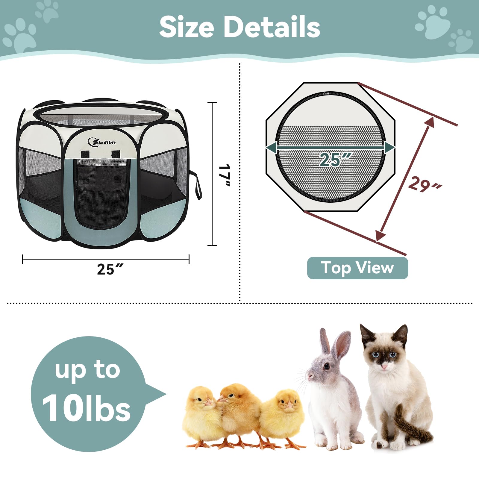Siedihit Dog Cat Playpen, Puppy Pet Playpen Indoor for Small Dog Crate