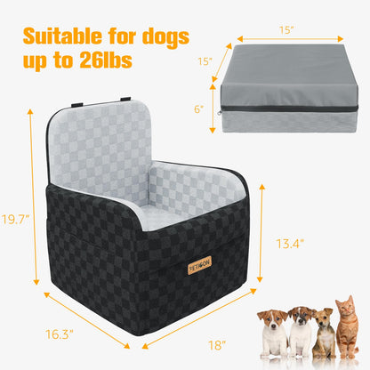 PETICON Waterproof Dog Car Seat for Small Medium Dogs, Memory Seat