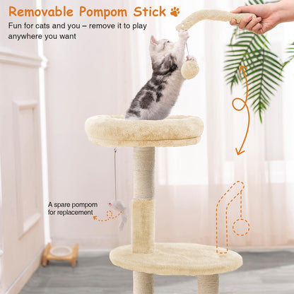 Goozii Large Cat Tree Tower with Scratching Post, Modern Kitten Bed
