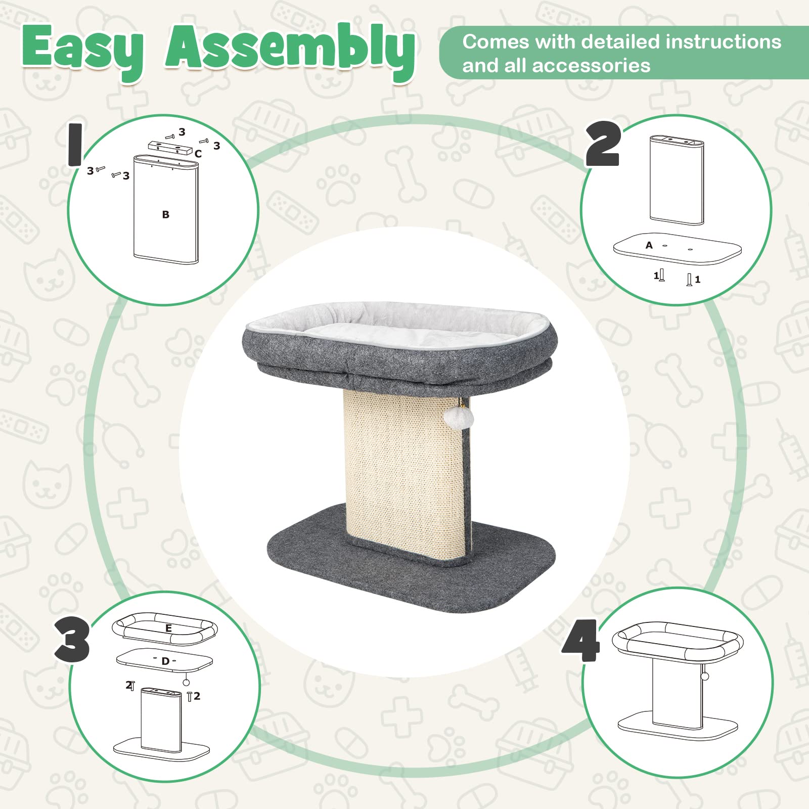 Tangkula Cat Tree for Indoor Cats, 2-Tier Cat Tower with Top Ball