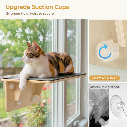 Pecute 2-in-1 Large Cat Window Perch Wall Shelves, Cat Hammock Bed