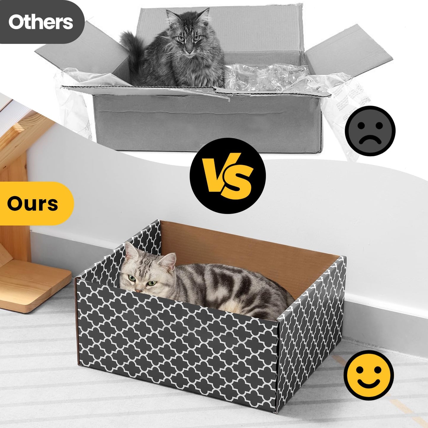 Cardboard Cat Scratcher Box with 3PCS Extra-Large Double-Sided House