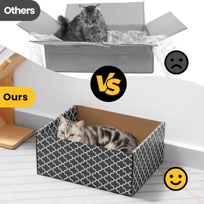 Cardboard Cat Scratcher Box with 3PCS Extra-Large Double-Sided House