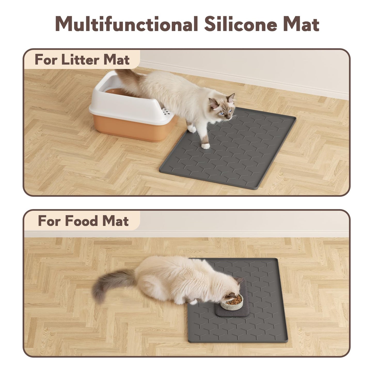 Garoopion Cat Litter Box Mat, Silicone Kitty Litter Mat, 24" X 16" Mat
