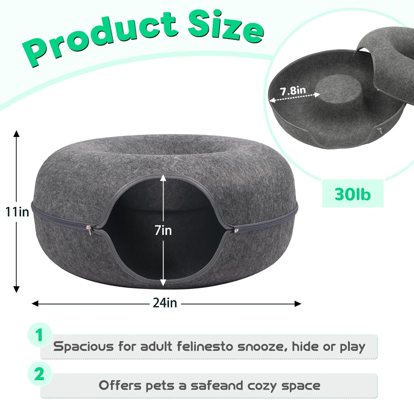 Cat Caves for Indoor Cats, Large Cat Tunnel for Multiple Bed
