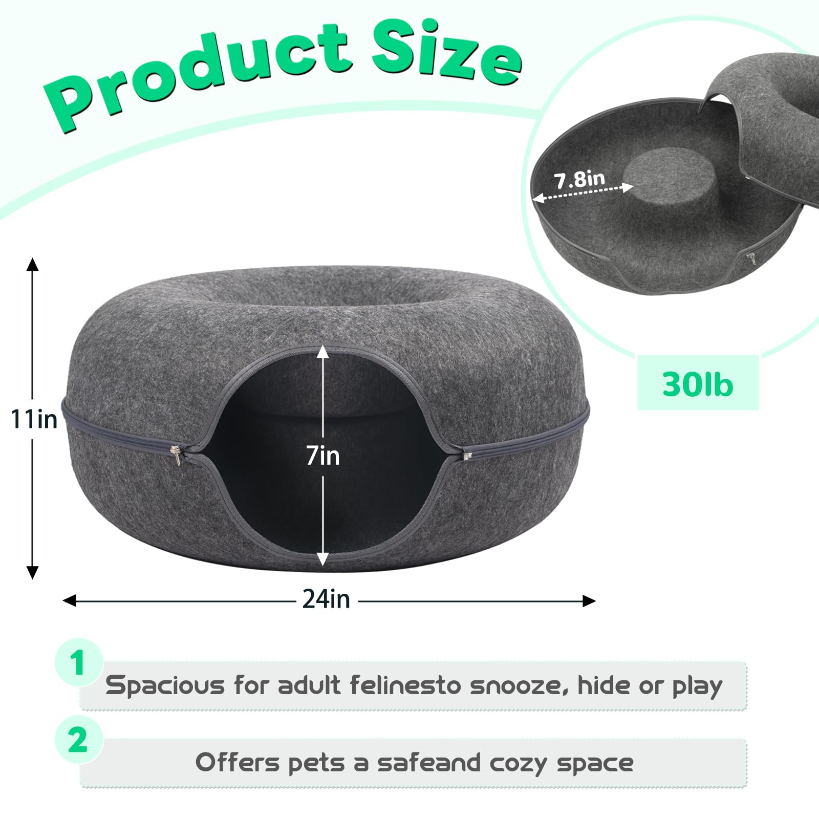 Cat Caves for Indoor Cats, Large Cat Tunnel for Multiple Bed
