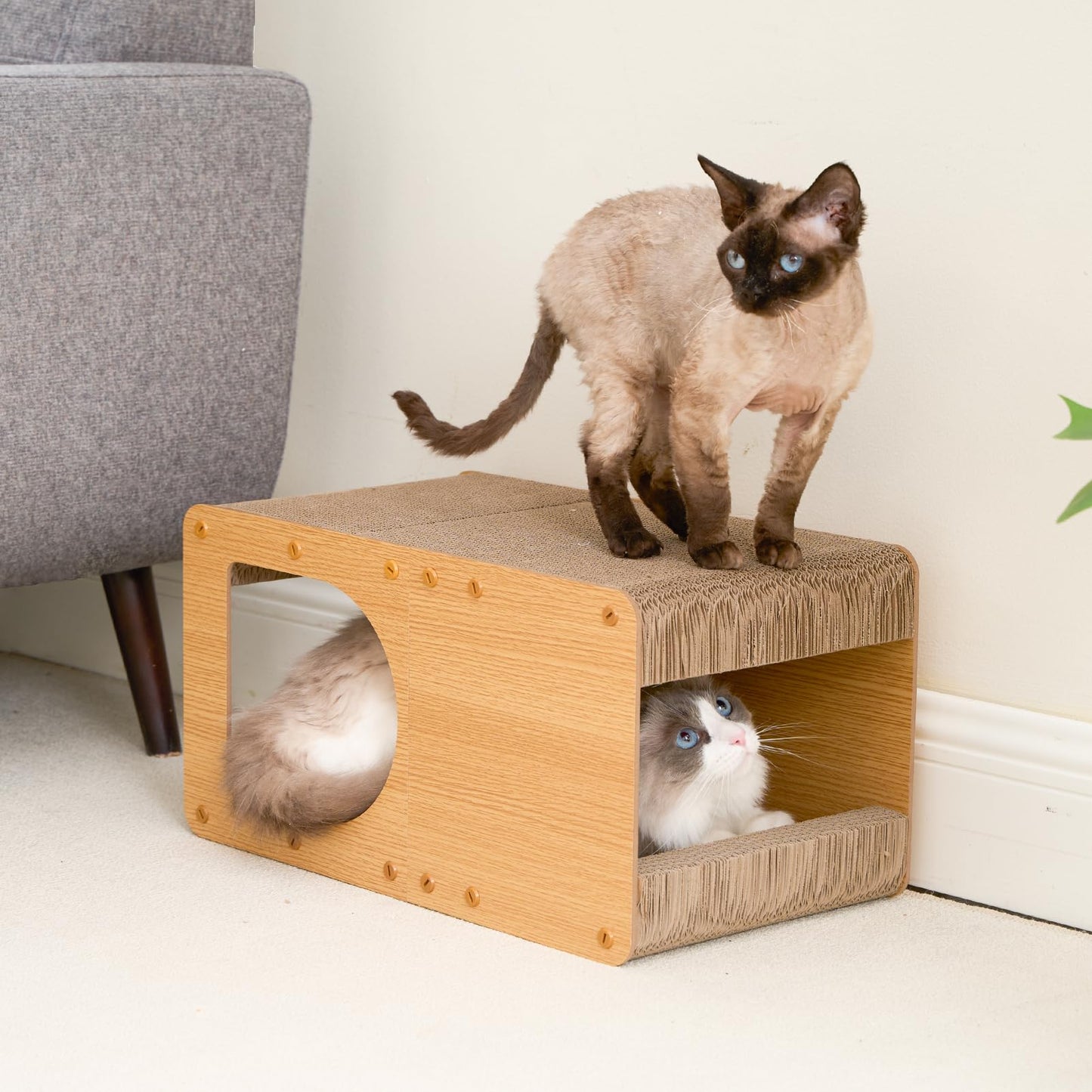 EHEYCIGA Cardboard Cat Scratcher House, 17-Inch Corrugated House