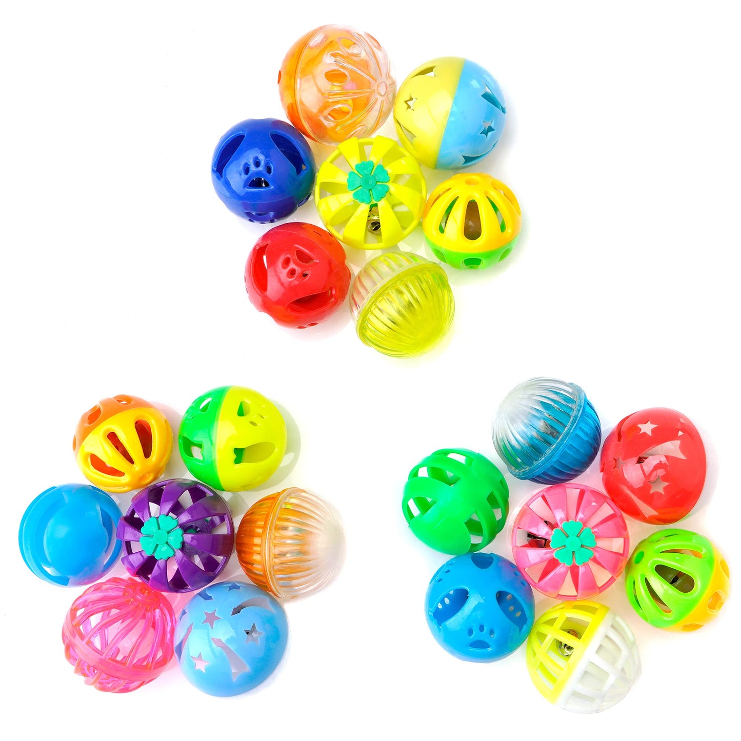 CHIWAVA 48 Pack Plastic Noisy Cat Toy Balls with Bell Kitten Balls