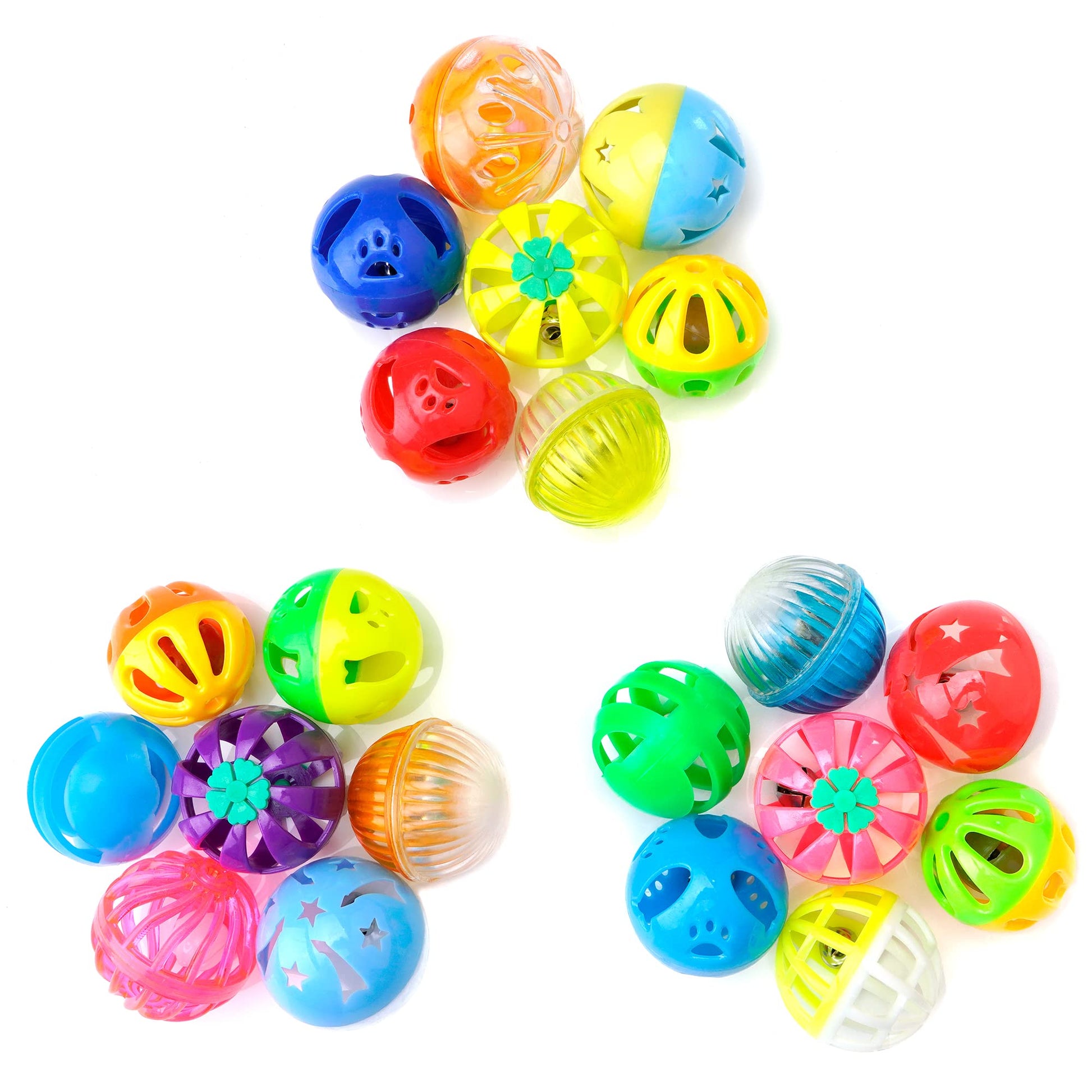 CHIWAVA 48 Pack Plastic Noisy Cat Toy Balls with Bell Kitten Balls