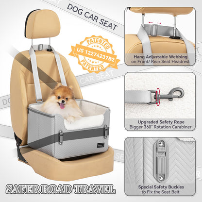 PETSFIT Dog Booster Car Seat, Waterproof PU Leather Dog Car Seats Seat