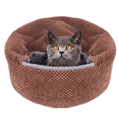 Winsterch Washable Cat Bed Round Soft, Cozy Warming for Indoor Bed