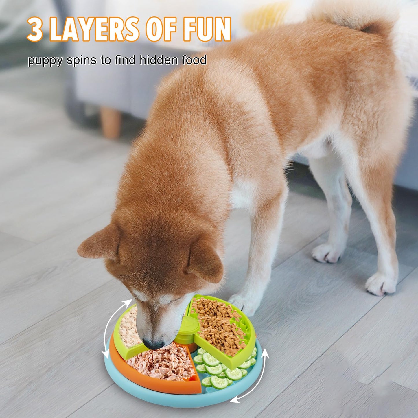 Slow Feeder Dog Bowl 3 Levels, Reduces Boredom and Anxiety, Puzzle