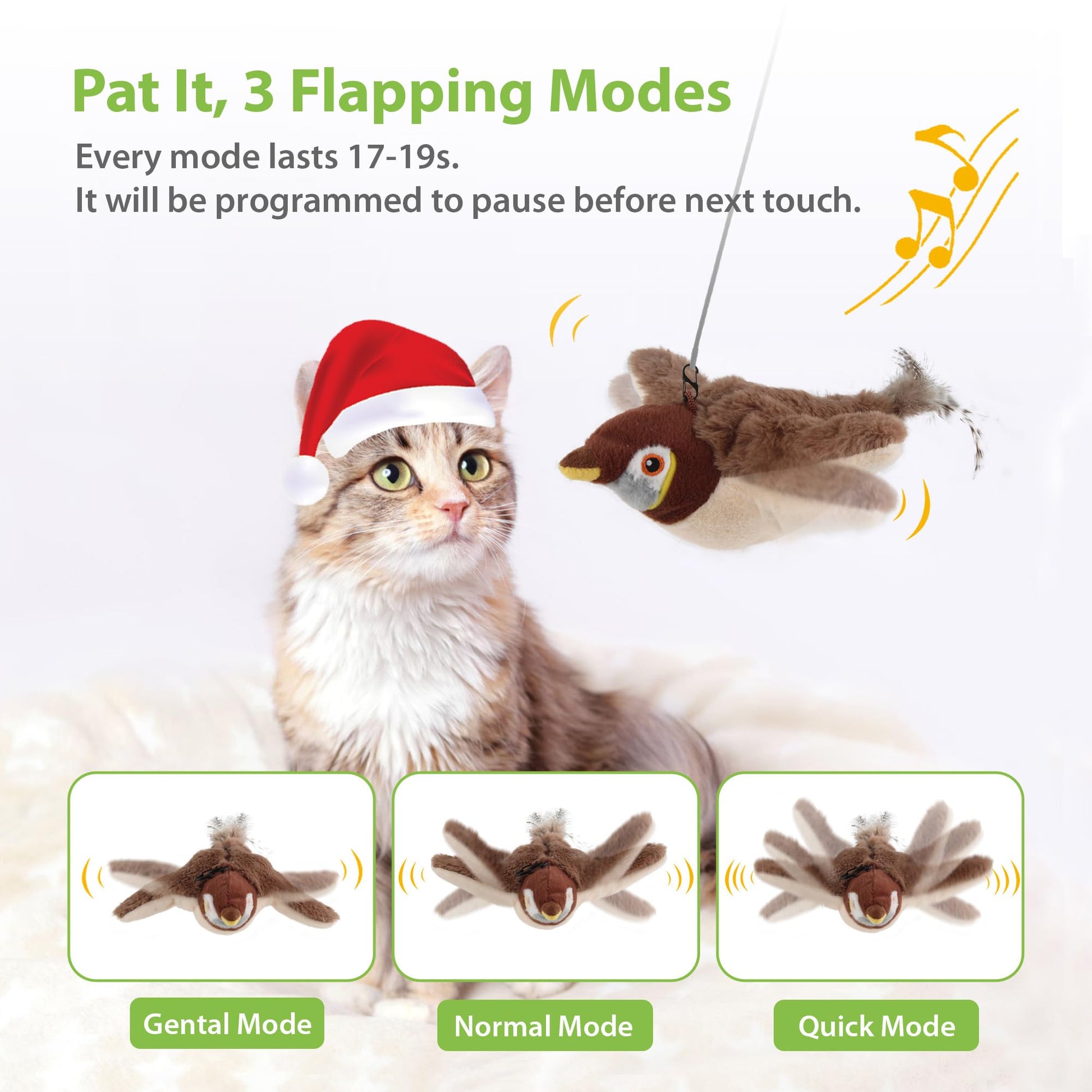 Gigwi PETGEEK Flapping Bird Cat Toy, Interactive Simulated Catnip