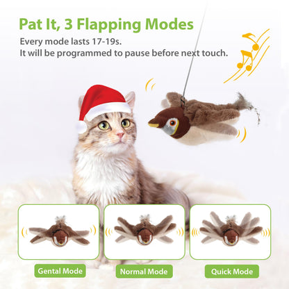 Gigwi PETGEEK Flapping Bird Cat Toy, Interactive Simulated Catnip