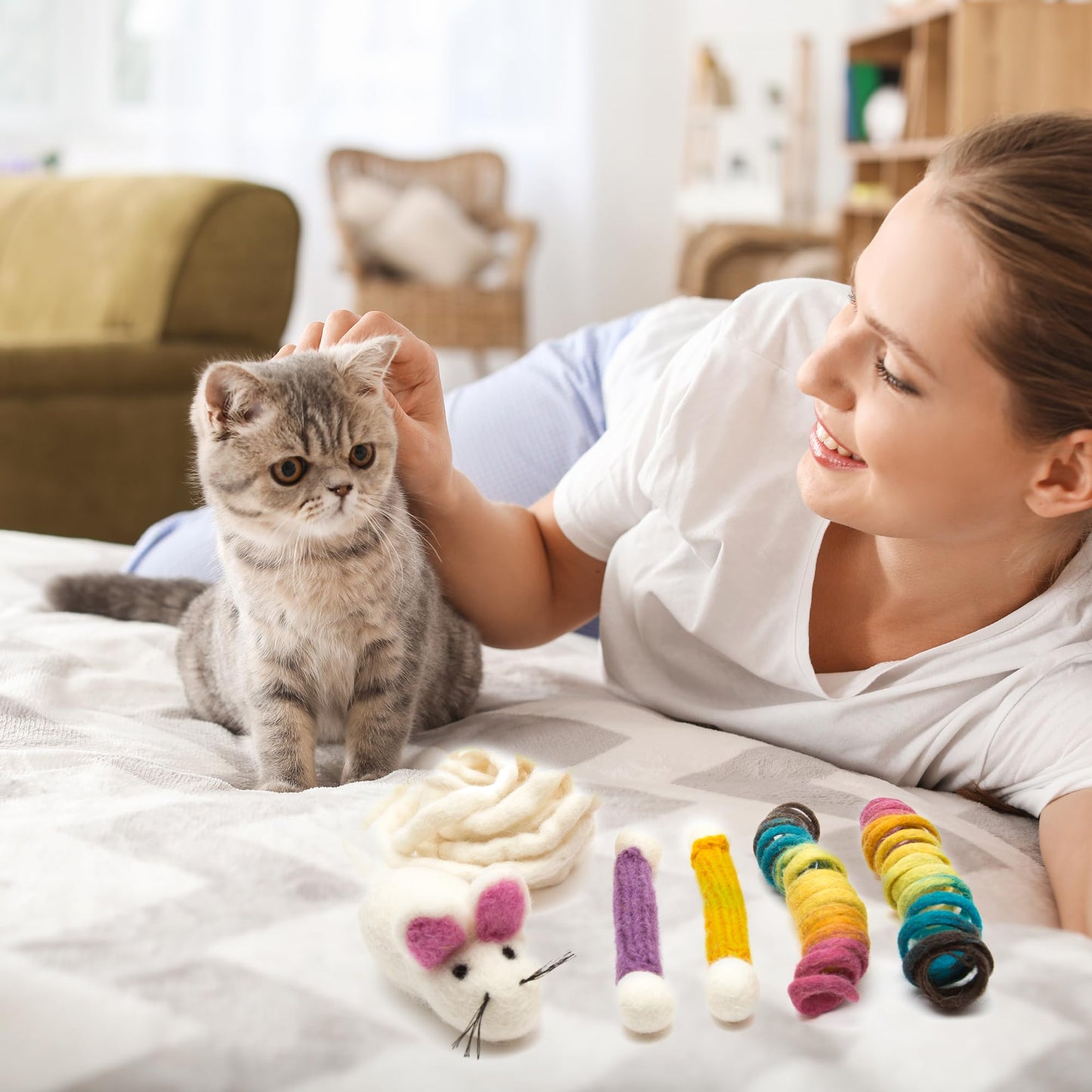 Glaciart One Indoor Catnip Cat Toy Pack 5pc, Kitty Toys Include Catnip