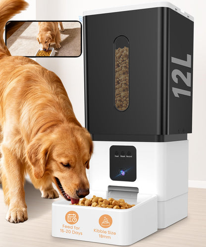 Large Breed Automatic Dog Feeder: /50 Cups with HD 1080P Camera Feeder