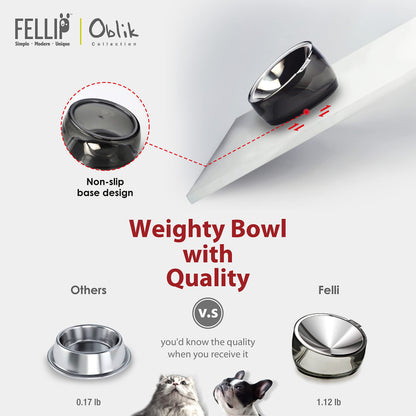 Felli Oblik Elevated Cat Bowl Removable Stainless Steel Wide Dish Bowl