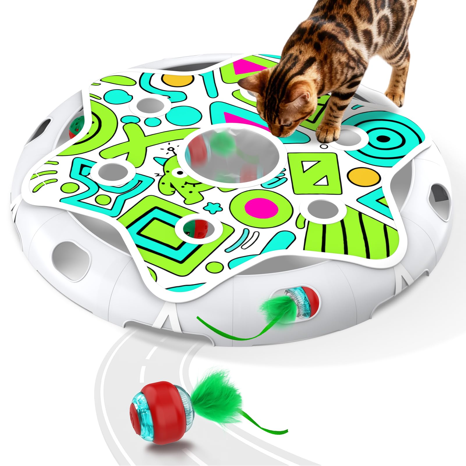 Sofolor Interactive Cat Toy Playset, Hide and Seek Toy with Ball