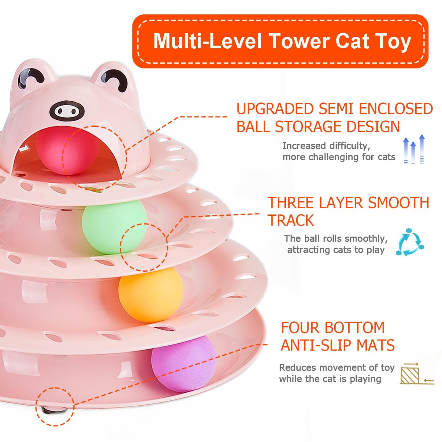 Pawsayes 17 Pack Cat Toys, 4-Level Turntable Ball Track Set