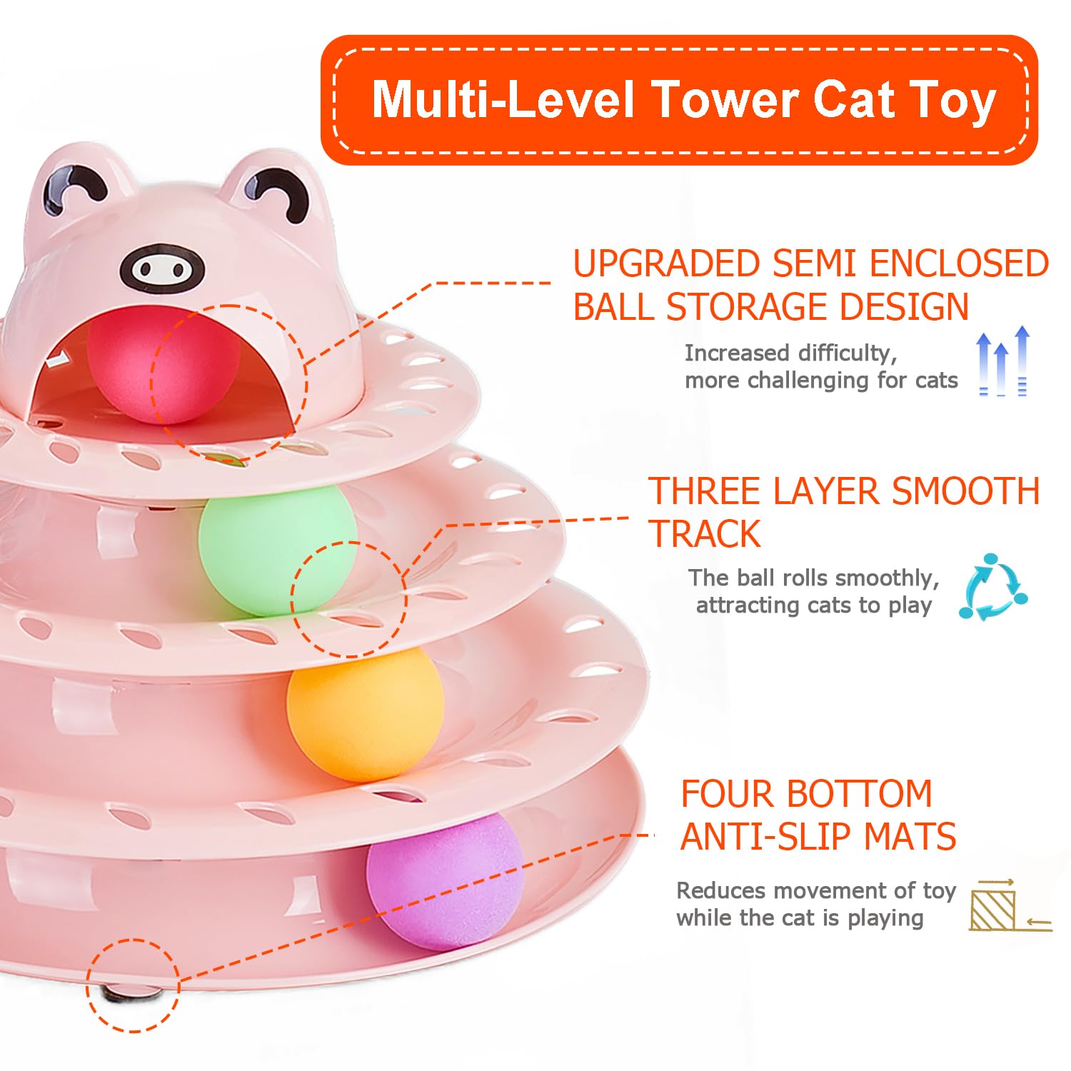 Pawsayes 17 Pack Cat Toys, 4-Level Turntable Ball Track Set