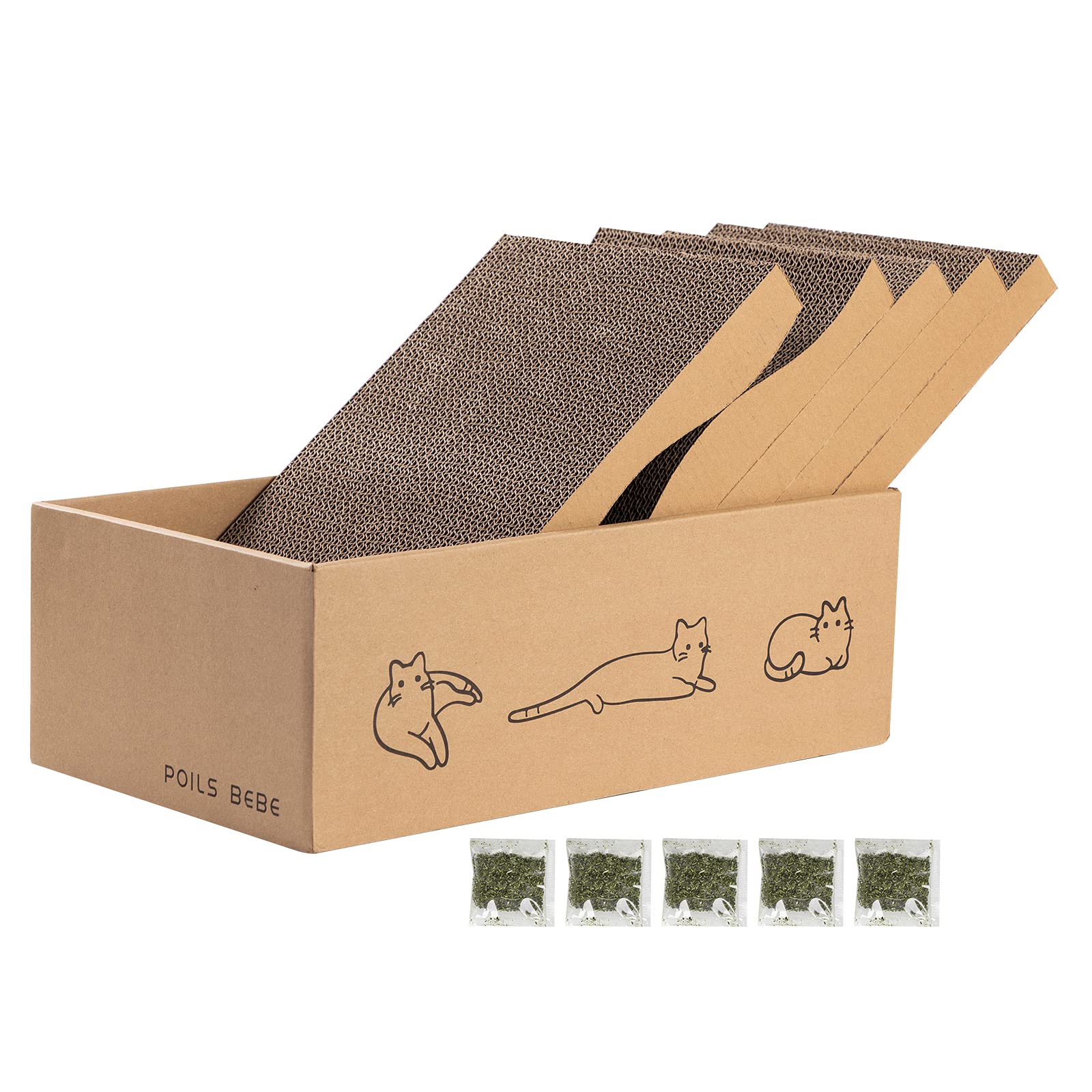 Poils bebe 5 PCS Cat Scratcher with Box, Reversible Cat Scratchers