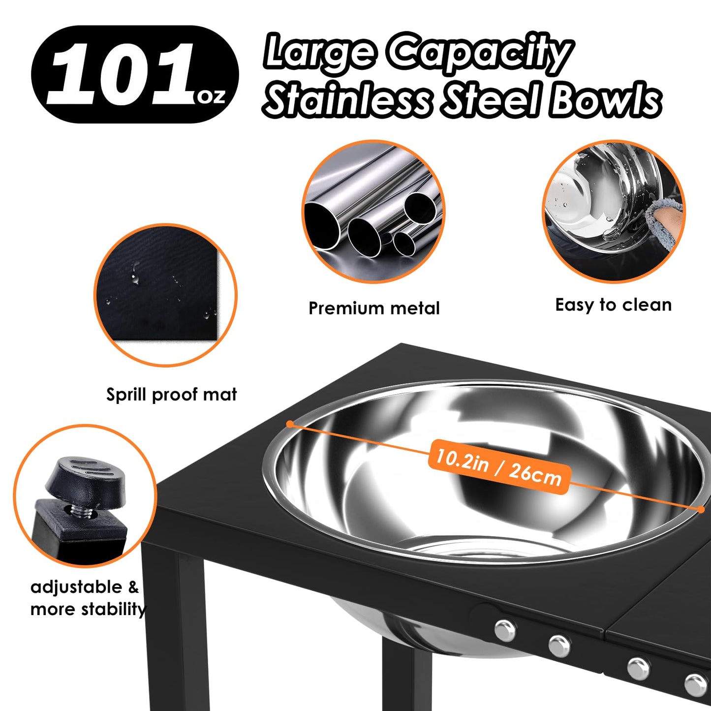 Metal Elevated Dog Bowls for Large Extral Large Breed Raised Dog Bowl