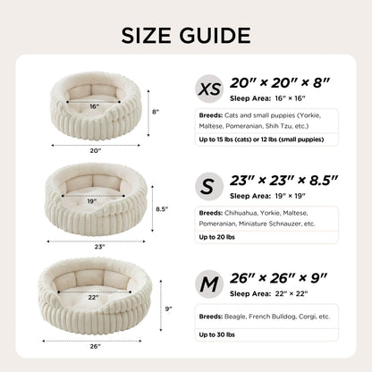 Bedsure ComfyFleece™ Cat Bed, Washable Round Cute Pet Beds for Bed