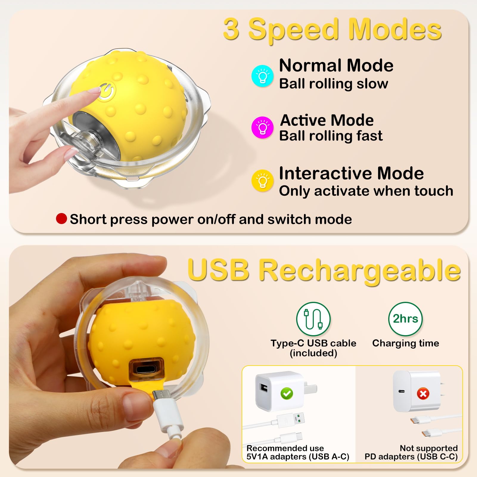 Muhhiba Interactive Cat Toys for Indoor Cats, Electric Cat Ball Ball