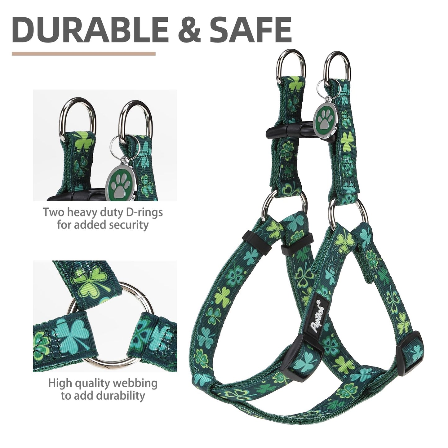 PUPTECK No Pull St. Patrick Dog Harness Soft Adjustable Basic Harness