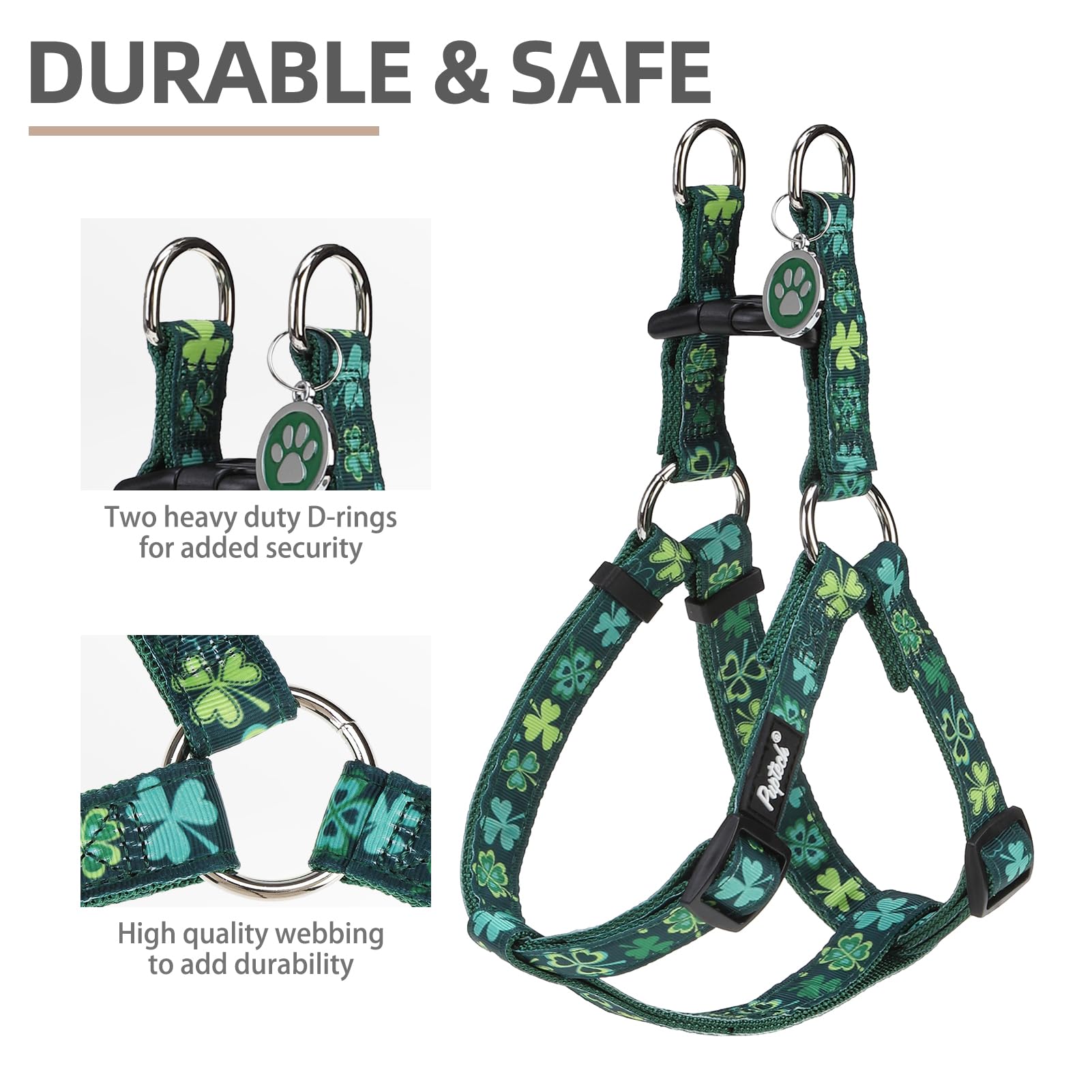 PUPTECK No Pull St. Patrick Dog Harness Soft Adjustable Basic Harness
