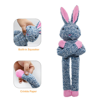BUYPOW Easter Rabbit No Stuffing Dog Toys for Large Dogs, Plush